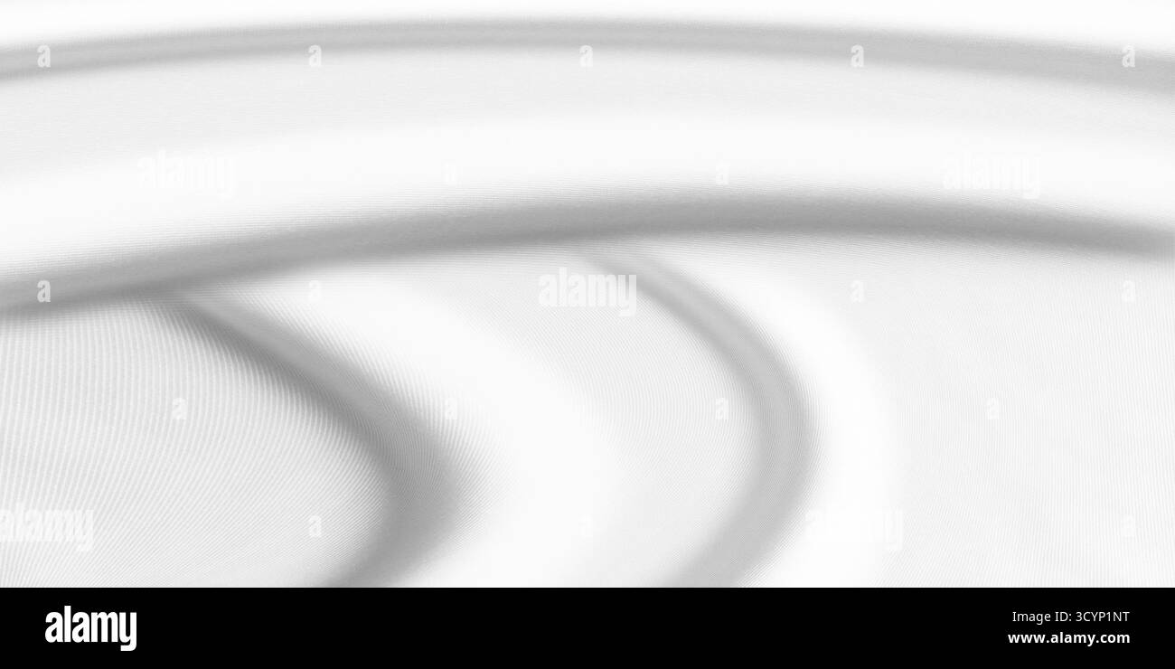 Weiches, fließendes weißes Material mit wunderschönem High-Key-Effekt. Das Material ist drapiert und zerknittert und erzeugt sanfte Wellen und tiefe, glatte Kurven Stockfoto