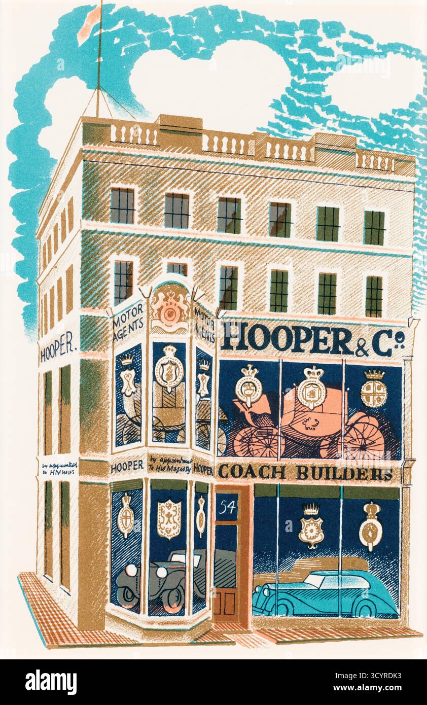 Eric Ravilious, Coach Builder, lithographischer Druck, Illustration, 1938 Stockfoto