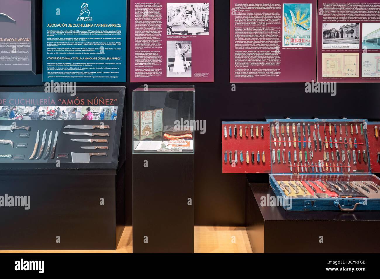 Ausstellung, Königin und Wagen, Jahr 1966, APRECU, Besteck und verwandte Vereinigung im Historischen Museum für Besteck, Stadt Albacete, Spanien, Europa. Stockfoto