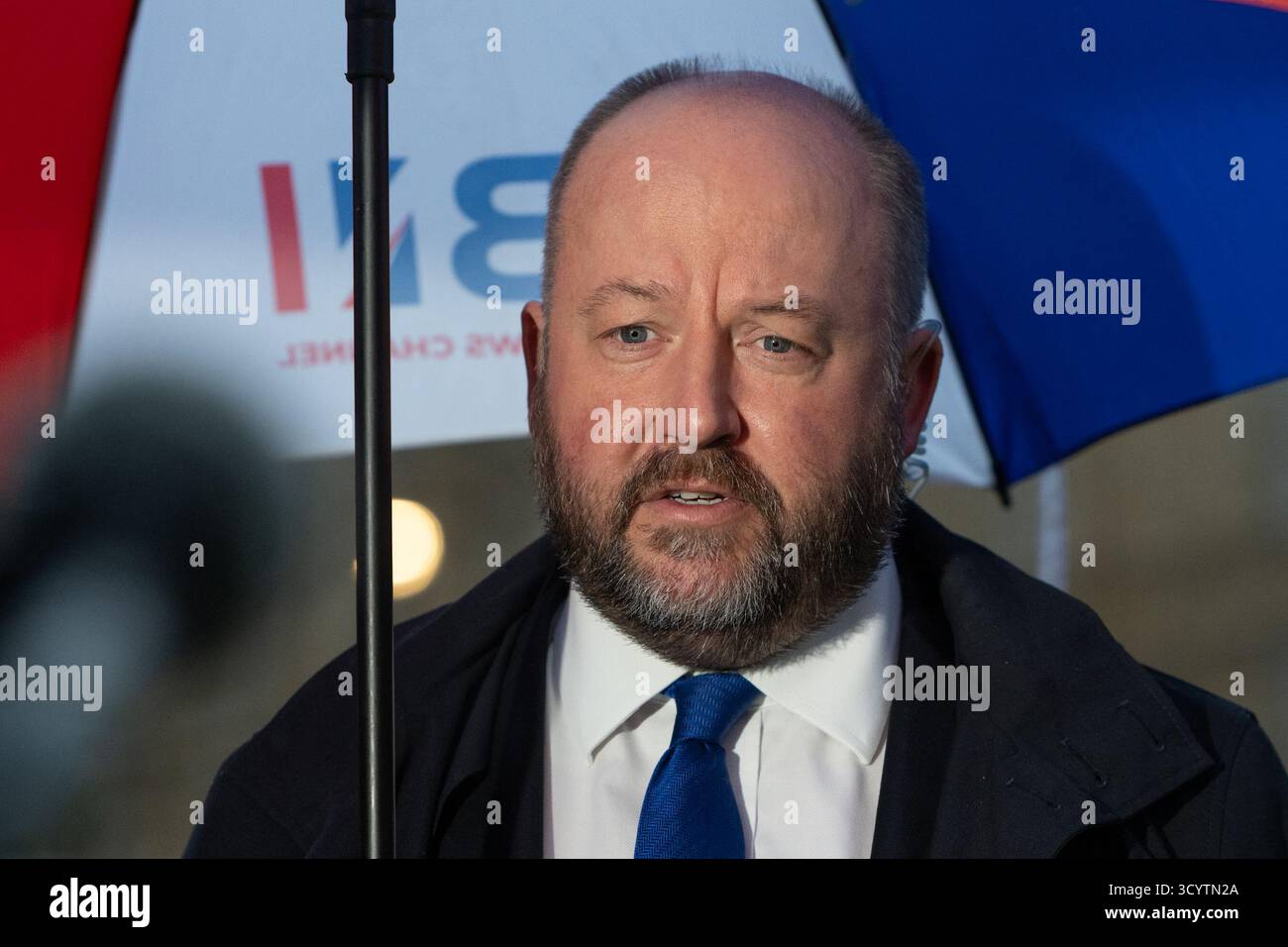 London, England, Großbritannien. Oktober 2025. Der konservative Abgeordnete NICK TIMOTHY spricht während der morgendlichen Medienrunde in London am 20. Oktober 2025 mit Fernsehsendern. (Kreditbild: © Thomas Krych/ZUMA Press Wire) NUR REDAKTIONELLE VERWENDUNG! Nicht für kommerzielle ZWECKE! Quelle: ZUMA Press, Inc./Alamy Live News Stockfoto