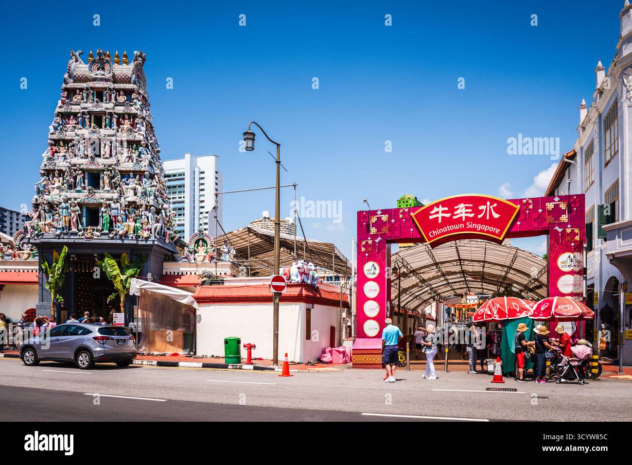 Singapur - 19. Oktober 2018: Die Pagoda Street befindet sich im Herzen der Singapur Chinatown. Stockfoto