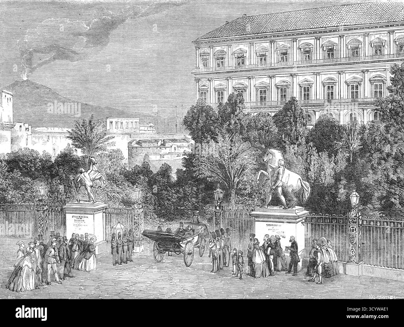 Tore des Königspalastes in Neapel 1860. Das Jahr von Garibaldis Einzug in Neapel Stockfoto