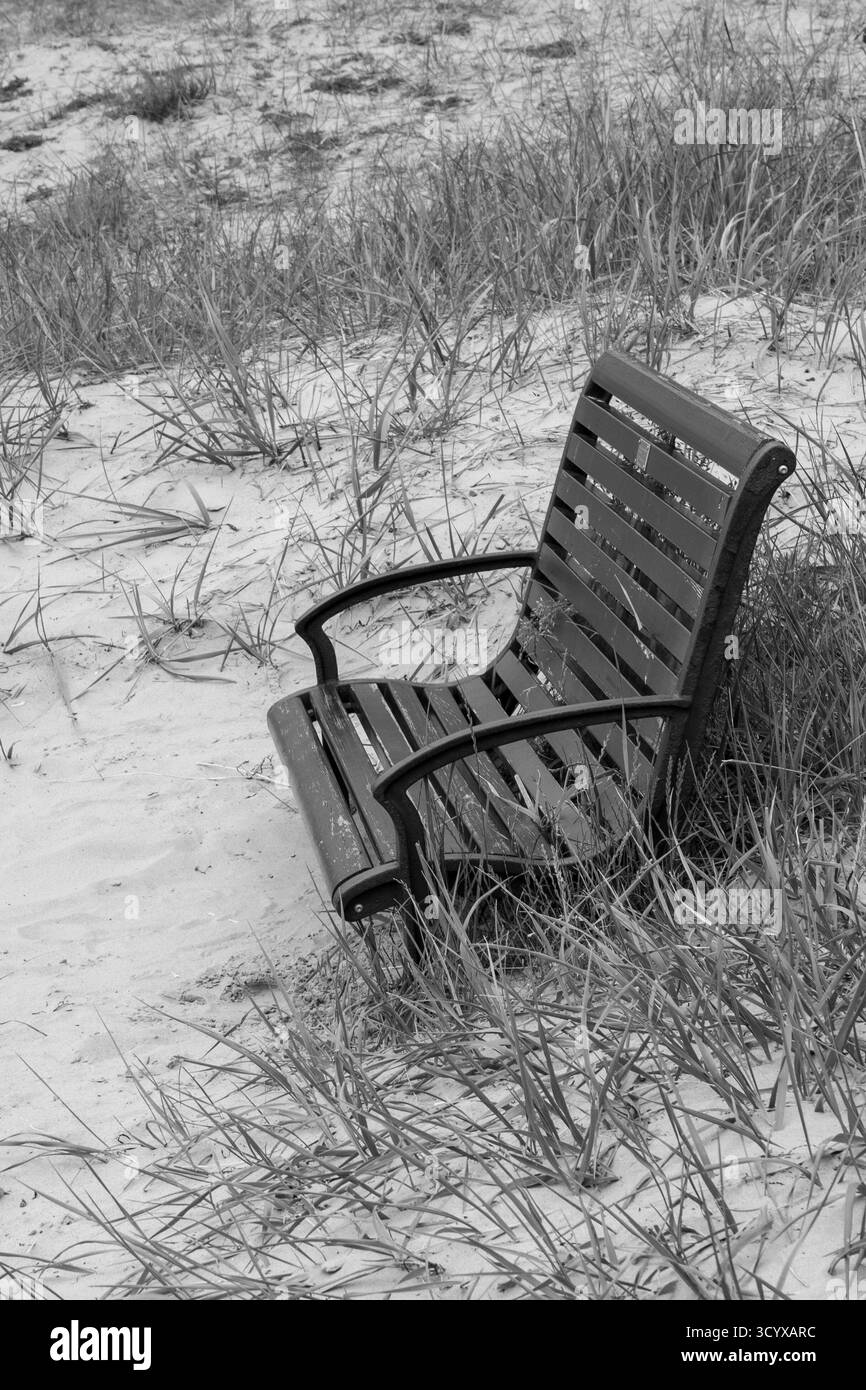 Ruheplatz, Strandbank Stockfoto