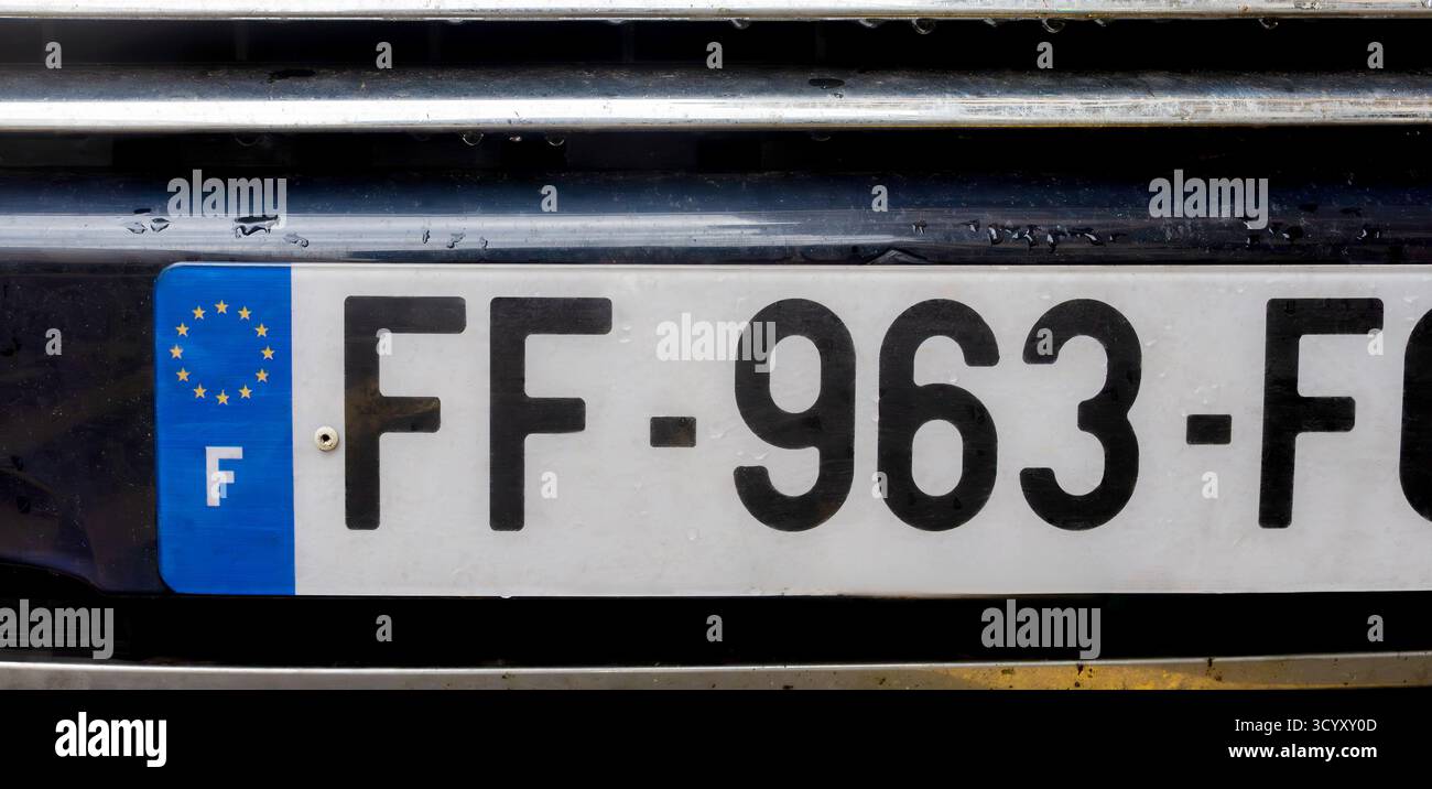 Französisches Autokennzeichen Stockfoto