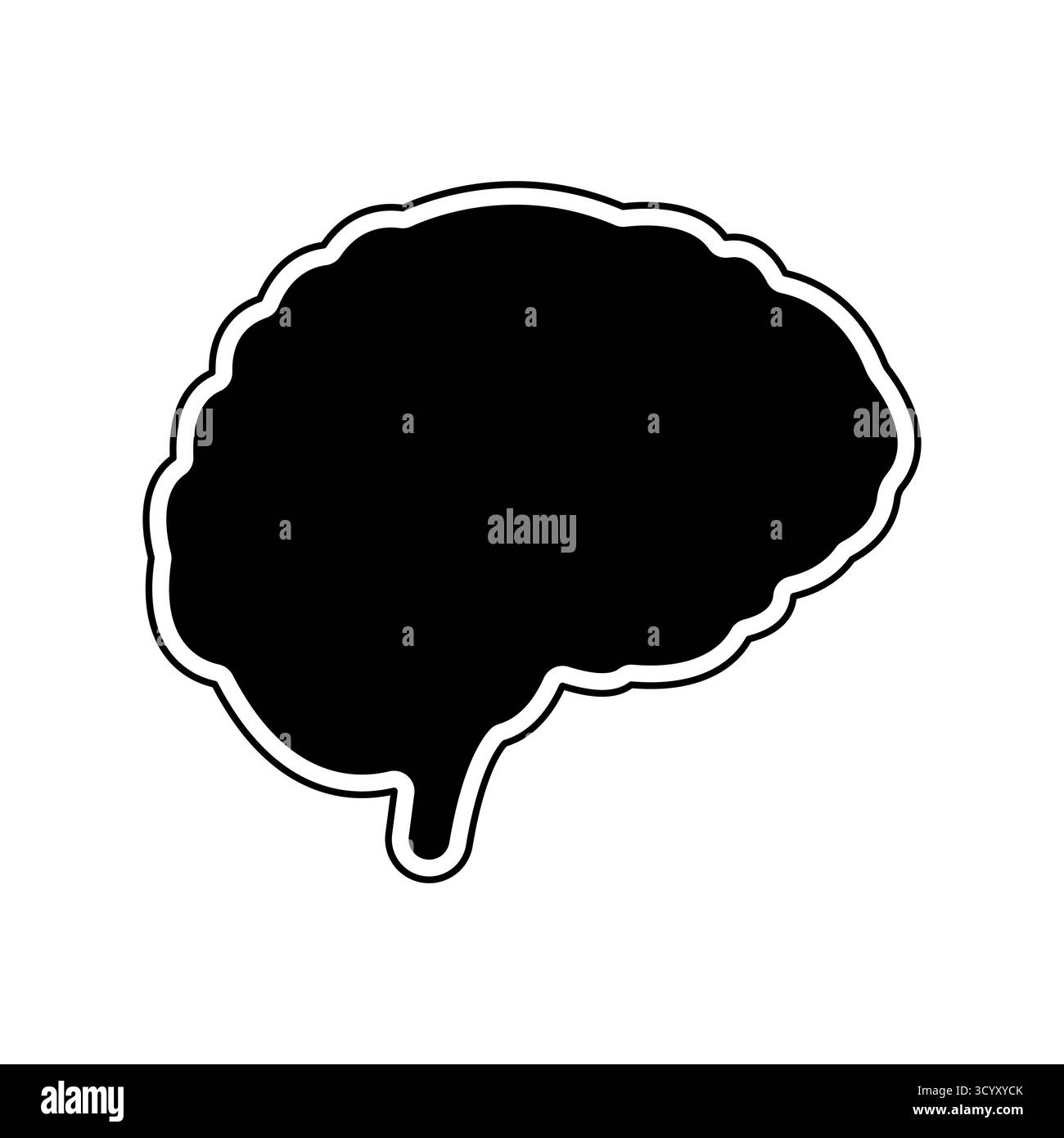 Menschliche Hirnillustration in Schwarz-weiß, die Intelligenz und Denken repräsentiert Stock Vektor