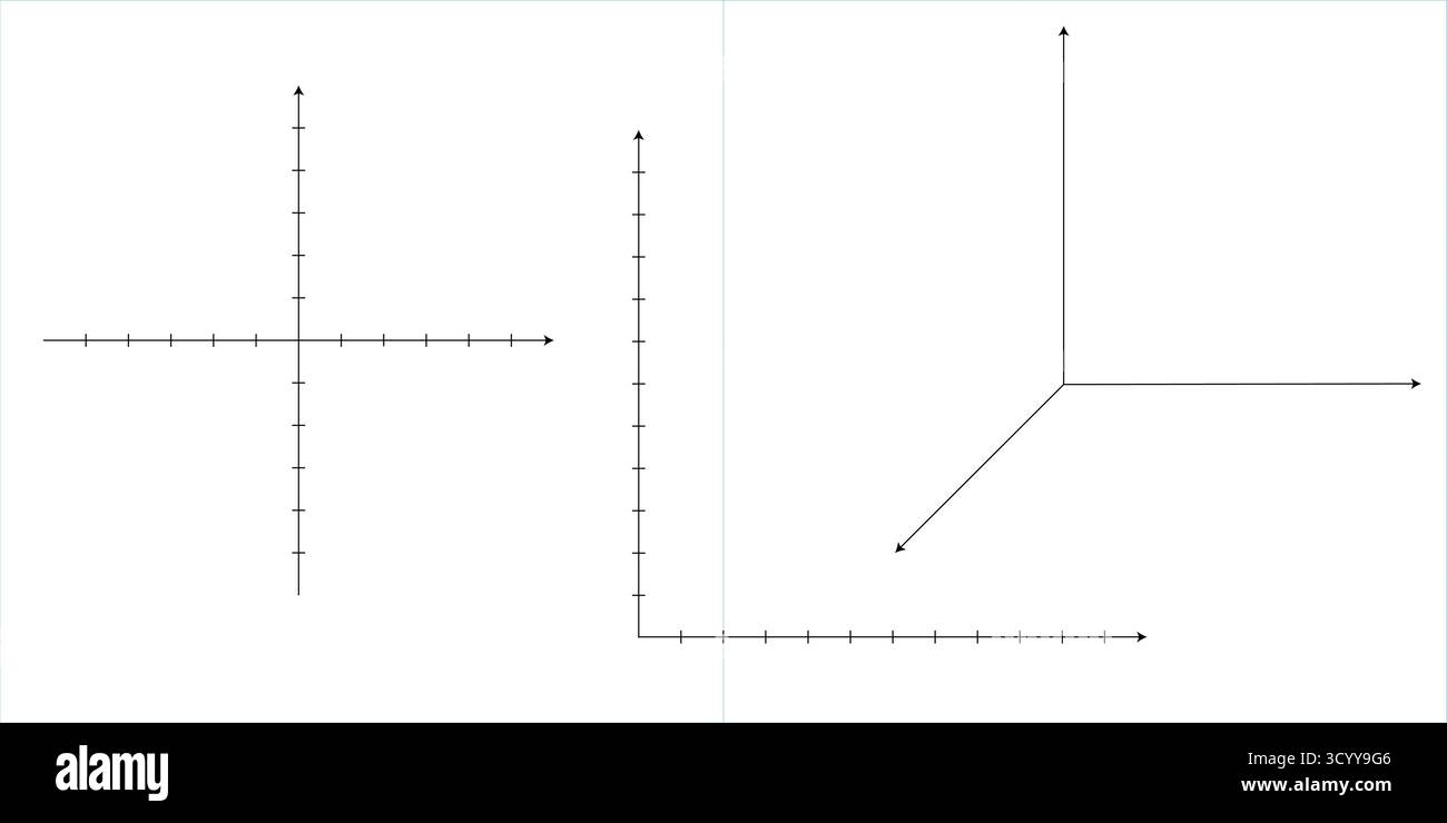 Abstrahieren Sie das Drahtmodell der 3D-Koordinate. Kartesisches Vektorsystem mit X Y Z-Achsen, die geometrische Perspektive bilden. Moderne mathematische Illustration. Bildung Stock Vektor