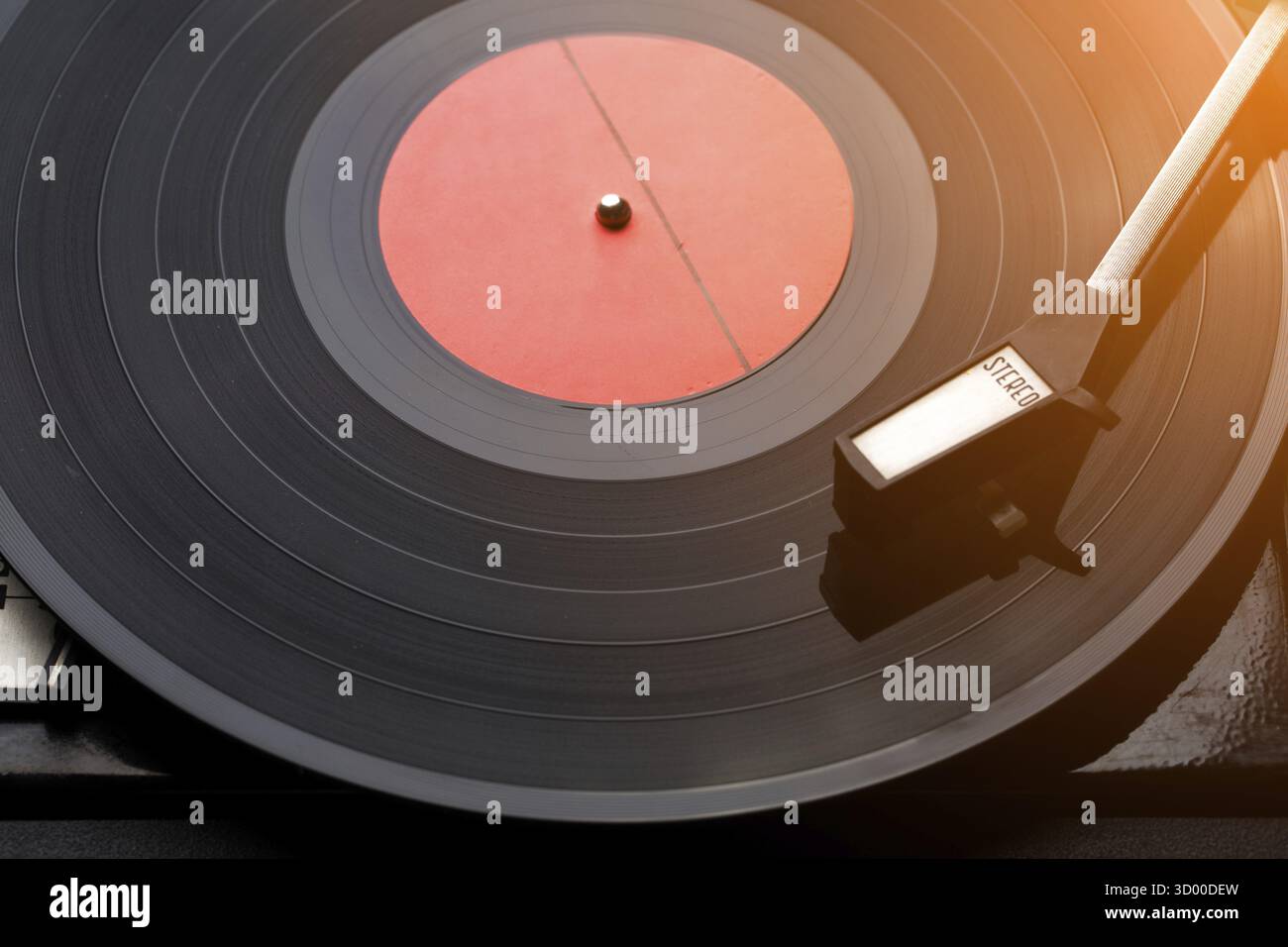 Fotografie von Musik-audio-Player mit Vinyl-Schallplatten Stockfoto