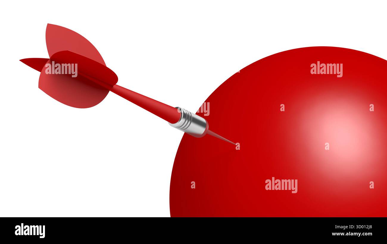Roter Pfeil und Ballon isoliert auf weißem Hintergrund. 3D-Abbildung. Stockfoto