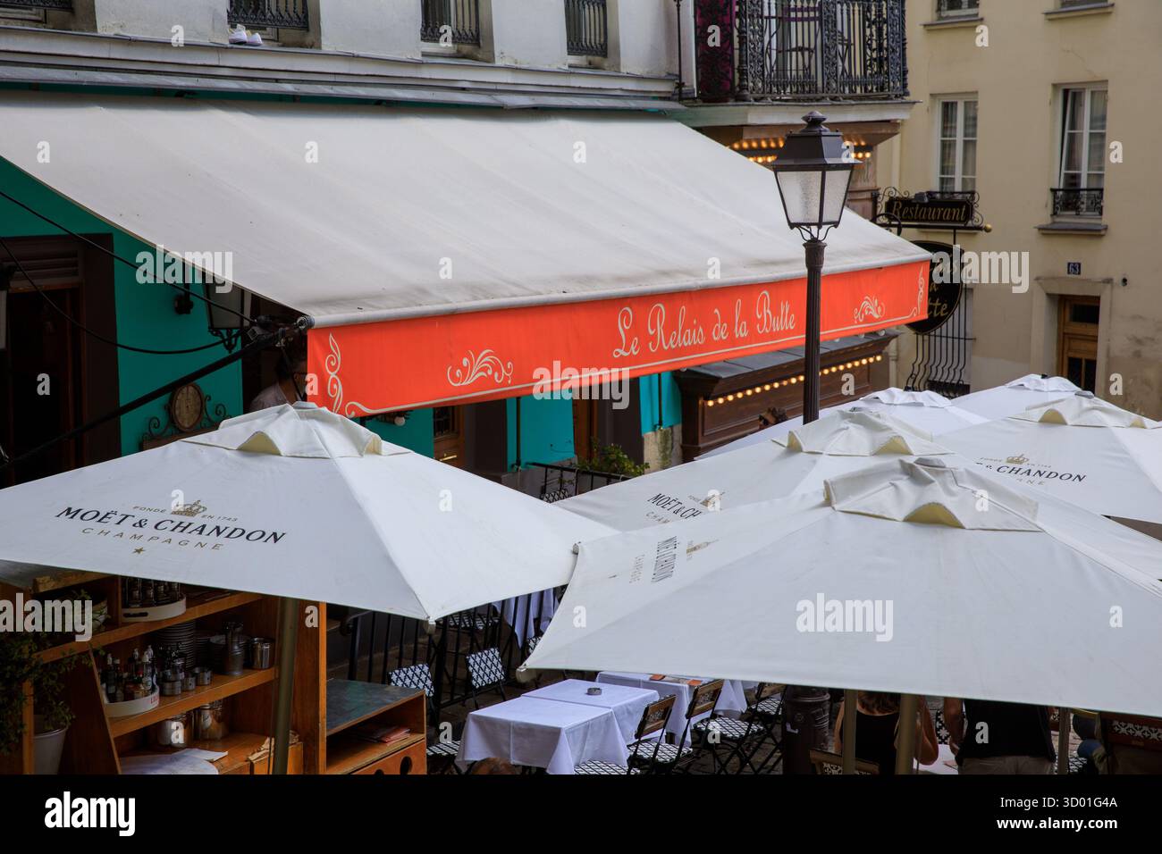 Frankreich, Region Ile de France, Paris 18. Arrondissement, Montmartre, rue des Trois frères, Restaurant Le Relais de la Butte, Stockfoto