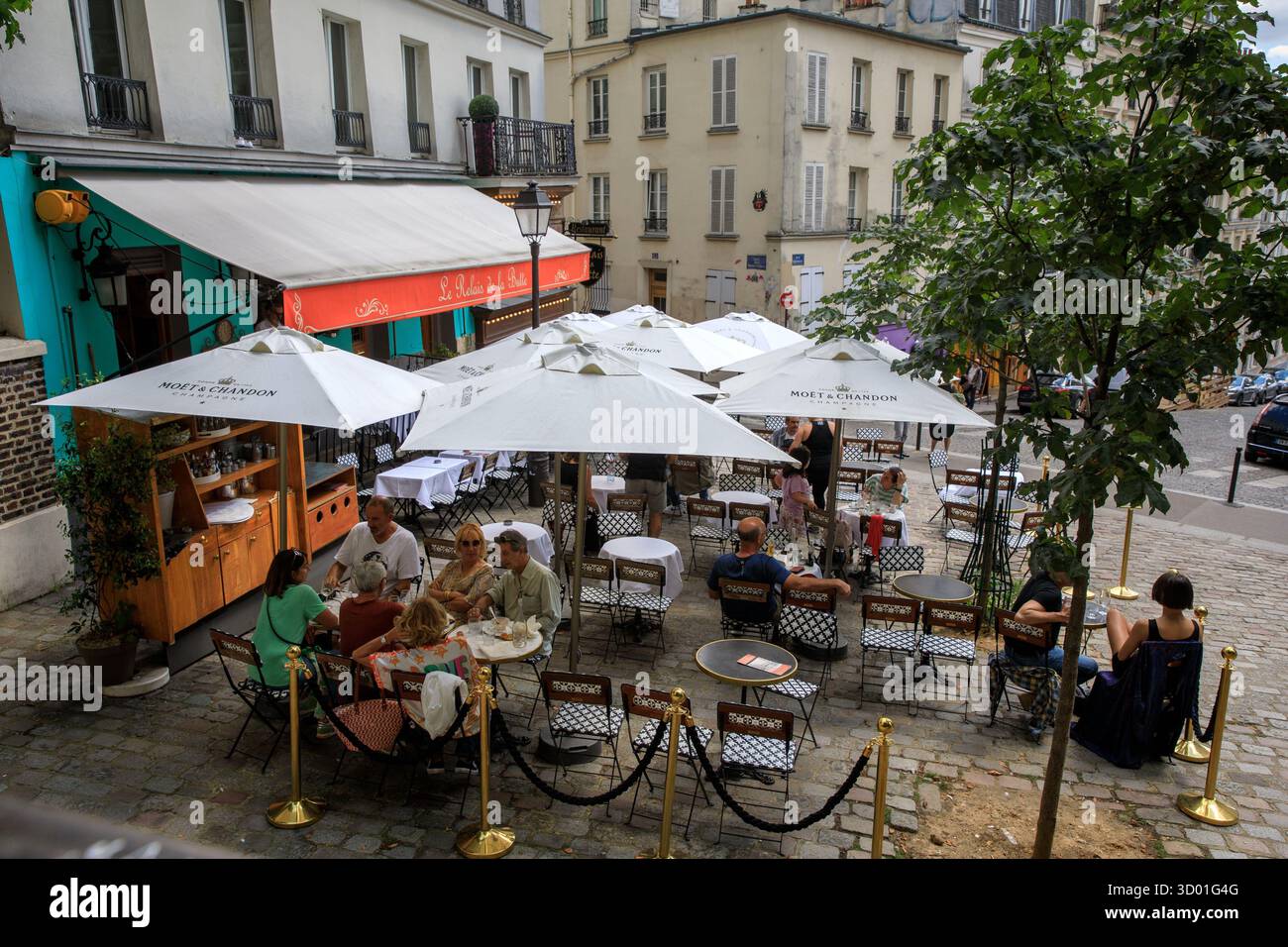Frankreich, Region Ile de France, Paris 18. Arrondissement, Montmartre, rue des Trois frères, Restaurant Le Relais de la Butte, Stockfoto
