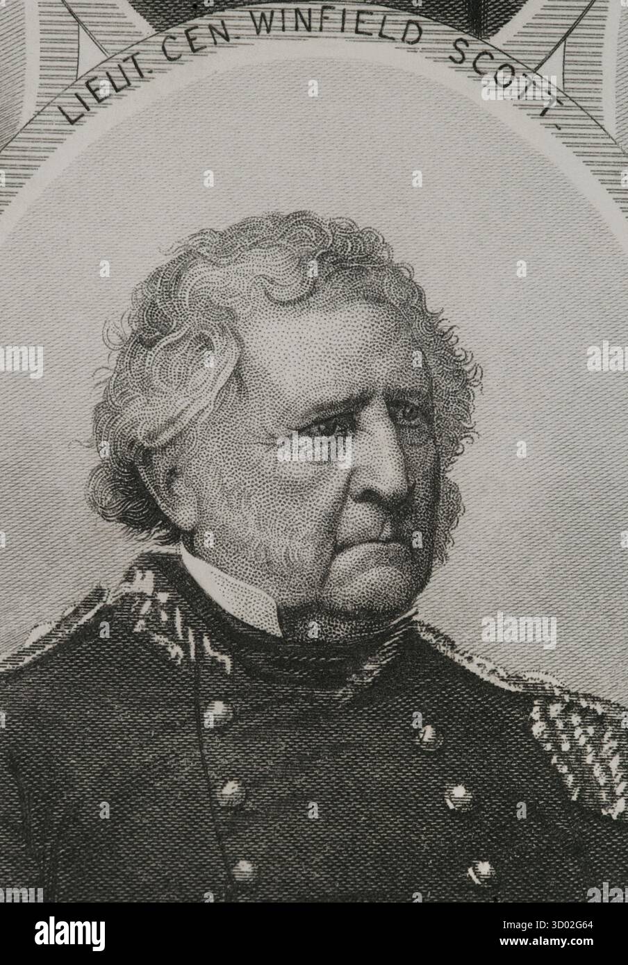Winfield Scott (1786-1866). Befehlshaber der US-Armee (1841–1861) und Präsidentschaftskandidat bei den Wahlen 1852. General-in-Chief der Union Army zu Beginn des Amerikanischen Bürgerkriegs (1861–1865). Hochformat. Kupferstich von J.C. Buttre (1821-1893). Geschichte der Vereinigten Staaten von Amerika, von J. A. Spencer. Band III. Ausgabe in Barcelona, 1873. Autor: John Chester Buttre (1821-1893). Amerikanischer Stecher und Lithograf. Stockfoto