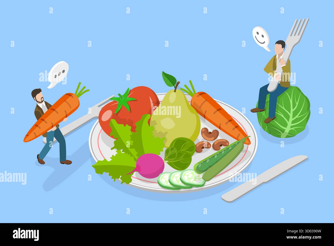 3D Isometrische flache Illustration von Veganismus und pflanzlichen Diäten , vegetarische Zutaten 3D Isometrische flache Illustration von Veganismus und pflanzlichen Diäten , vegetarische Zutaten Stockfoto