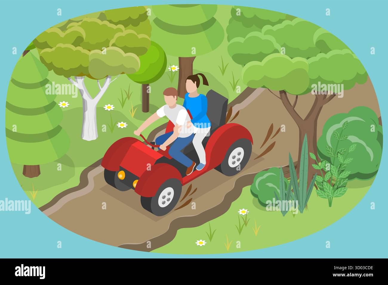 3D Isometrische flache Illustration der ATV-Tour, aktiver Urlaub 3D Isometrische flache Illustration der ATV-Tour, aktiver Urlaub Stockfoto