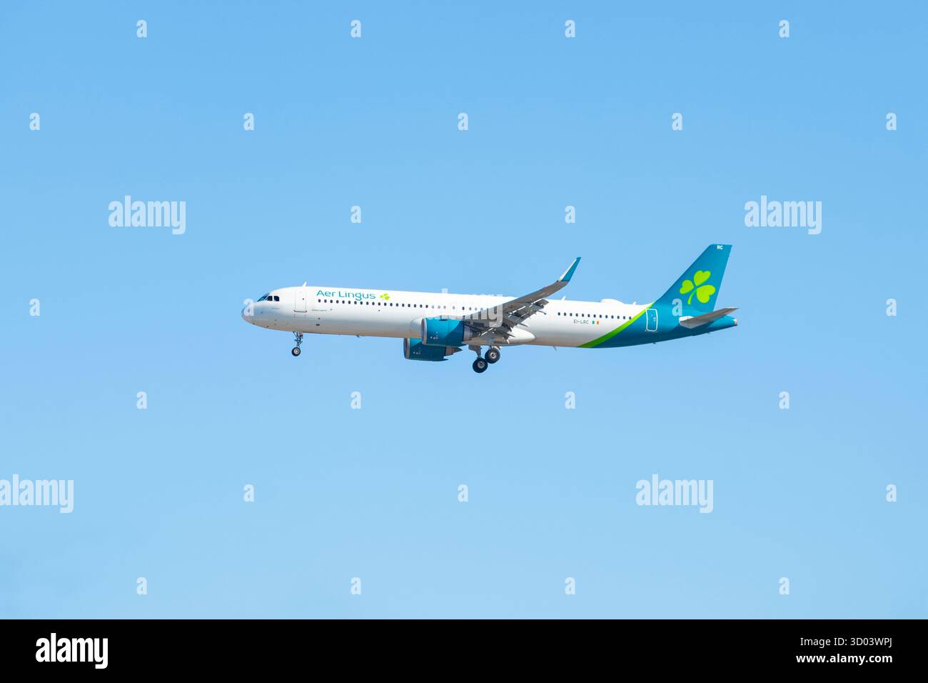 Aer Lingus Airbus 321 NEO EI-LRC landet auf dem Boston Logan International Airport, Boston, Massachusetts MA, USA. Stockfoto