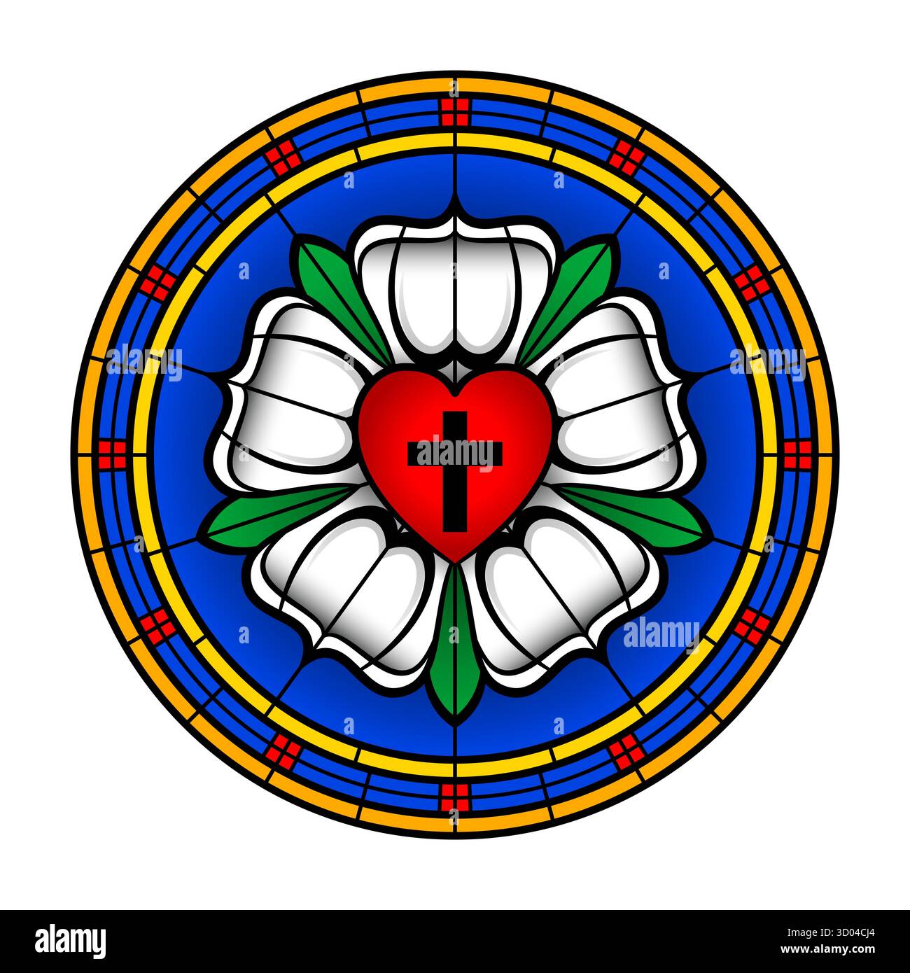 Luther Rose, Luther Seal, ein Symbol des Lutheranismus und Ausdruck der Theologie und des Glaubens von Martin Luther. Stockfoto