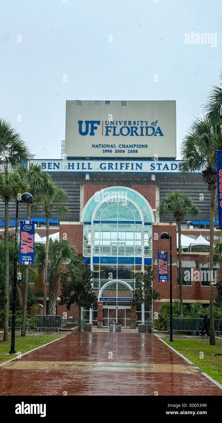 Regnerischer Tag im Ben Hill Griffin Stadium UF Gainesville Florida Stockfoto