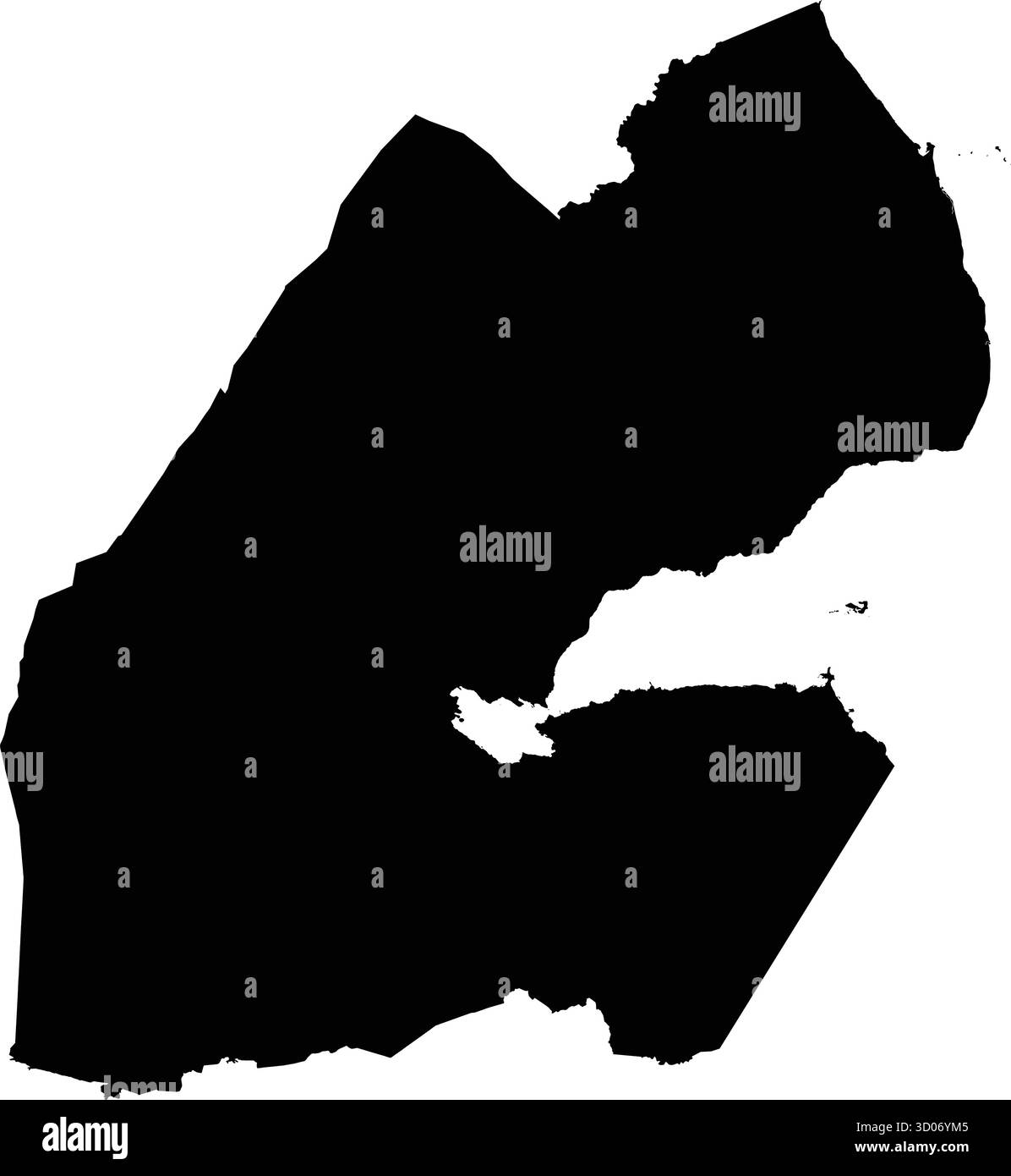 Editierbare schwarze Vektor-Silhouette von Dschibuti, am Horn von Afrika. Stock Vektor