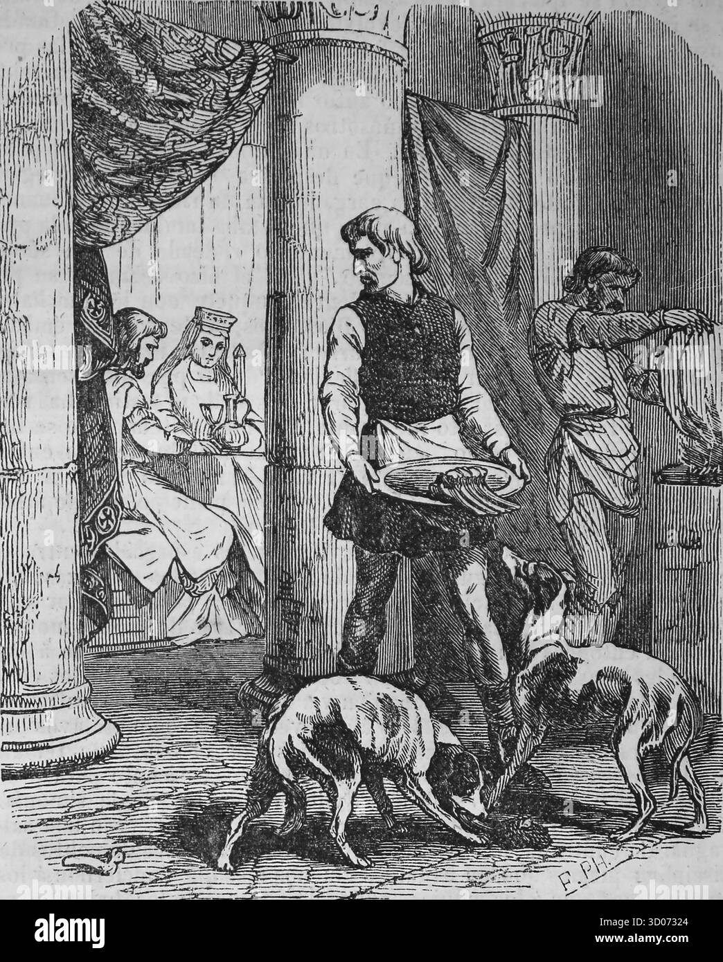 Die Gehilfen von König Robert II. Dem Frommen (ca. 972–1031), Capet House. Stich, 19. Jahrhundert. Stockfoto