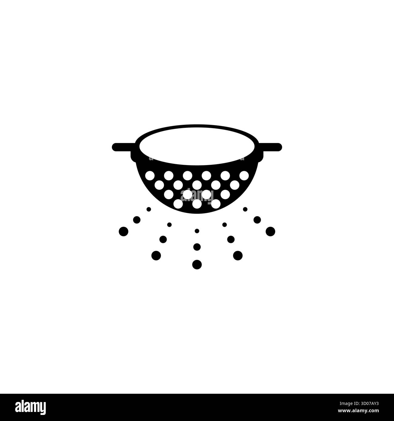 Küche Sieb, Pasta Sieb. Flache Vektor Icon Abbildung. Einfach schwarzes Symbol auf weißem Hintergrund. Küche Sieb, Pasta Sieb sign Design Stockfoto