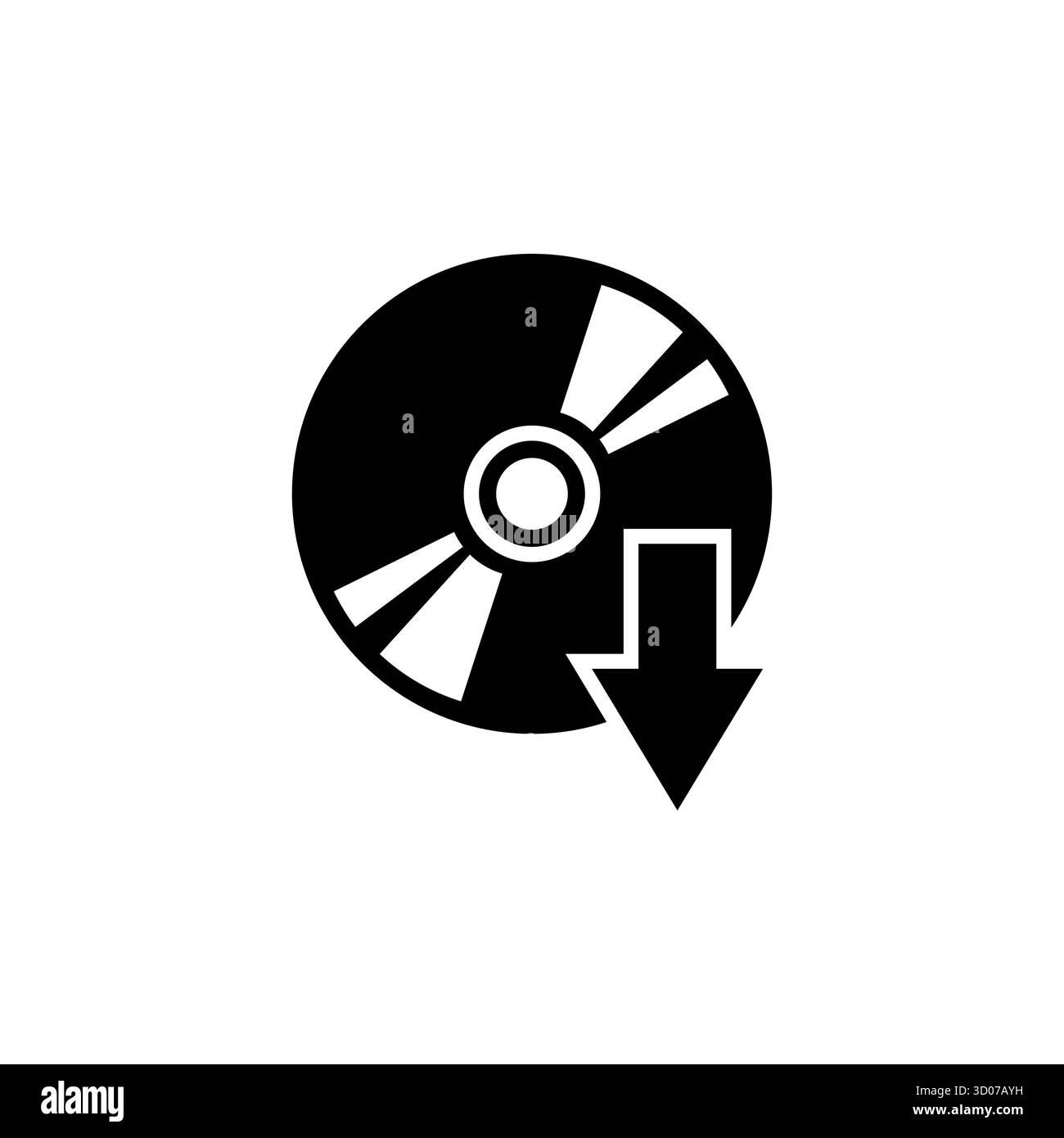 Disc auszuwerfen, CD-DVD. Flache Vektor Icon Abbildung. Einfach schwarzes Symbol auf weißem Hintergrund. Disc auszuwerfen, CD DVD Sign Design Template für Web und mobile Stockfoto