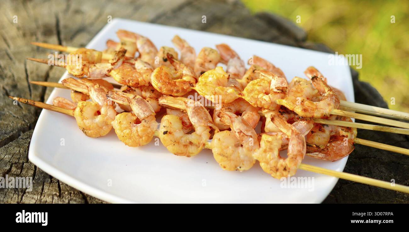 Garnelen kebab Stockfoto