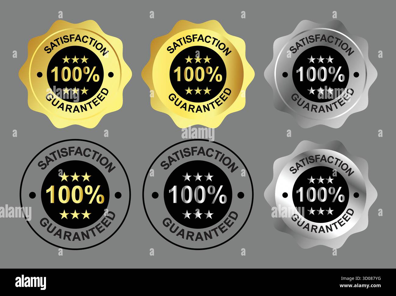 100 Prozent Zufriedenheitsgarantie Abzeichen für Qualitätssicherung und Vertrauen Stock Vektor