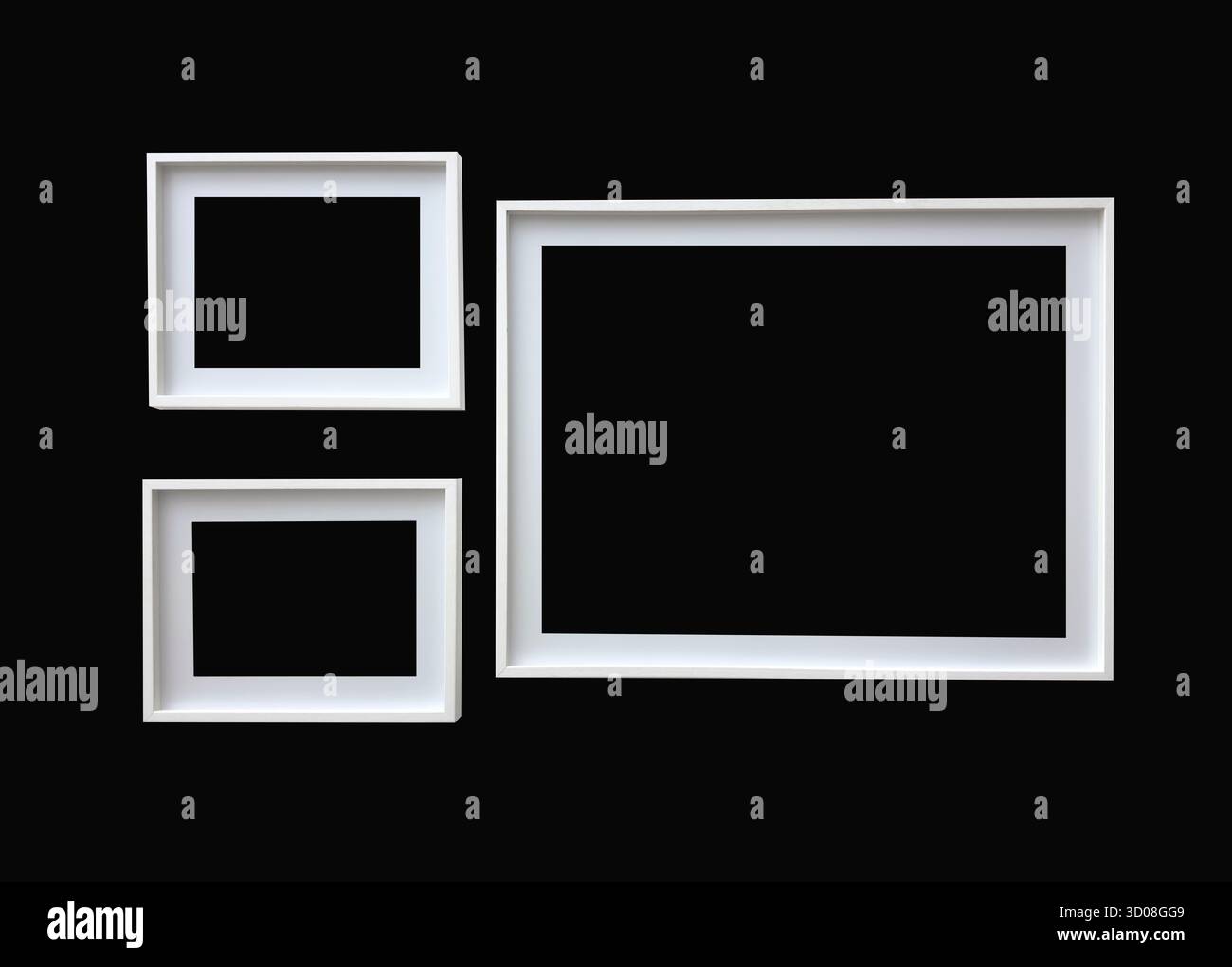 Bilderrahmen isoliert auf sauberem Hintergrund. Das dünne Holzrechteck bietet eine minimalistische, leere Mockup-Vorlage für moderne Portfolio-Fotos oder Kunstbilder, Stockfoto