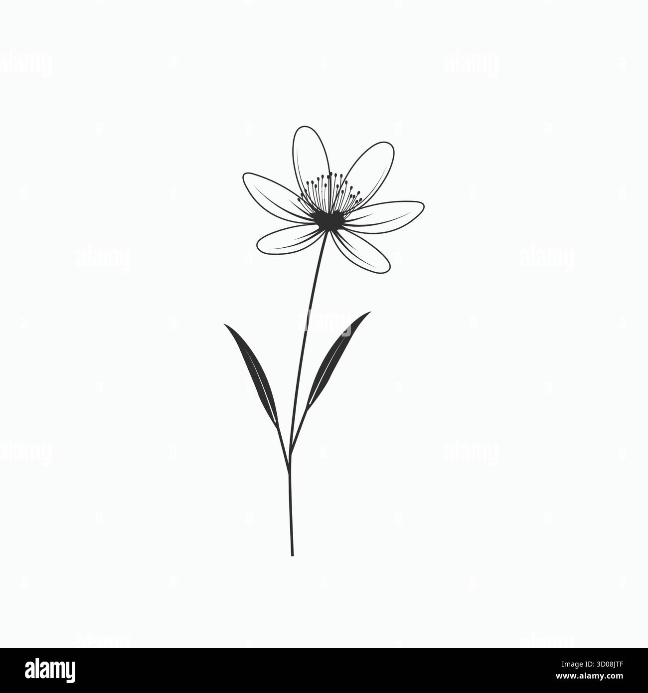 Einzelne Blume auf weißem Hintergrund. Stock Vektor