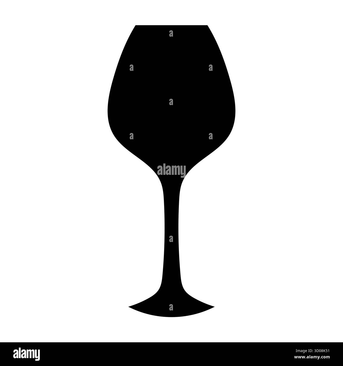 Die schwarze Silhouette eines Weinglases hebt sich vor einem schlichten Hintergrund hervor und fängt die Essenz feiner Speisen und Feiern ein. Dieses Design symbolisiert s Stock Vektor