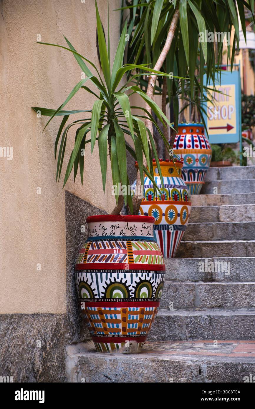 Traditionelle Keramik in Taormina, Sizilien, italien Stockfoto