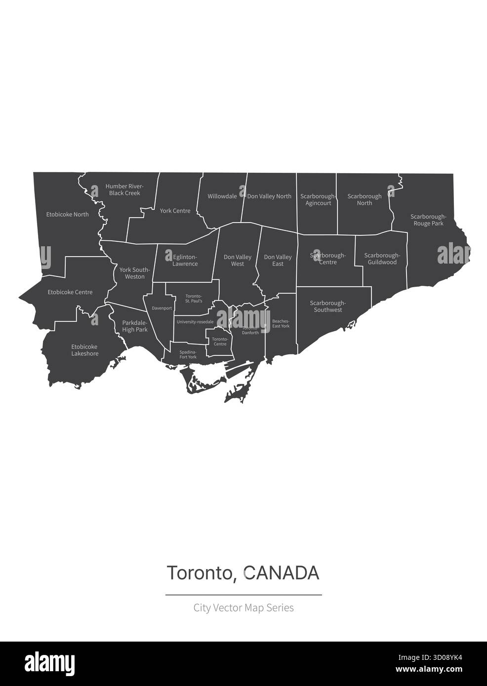Toronto Karte. Vektorkarte der Stadt in KANADA. Stock Vektor