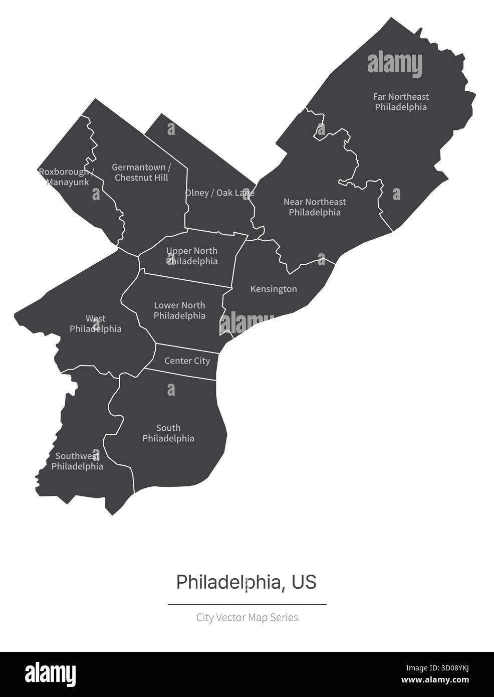 Philadelphia Karte. Vektorkarte der Stadt in den USA. Stock Vektor