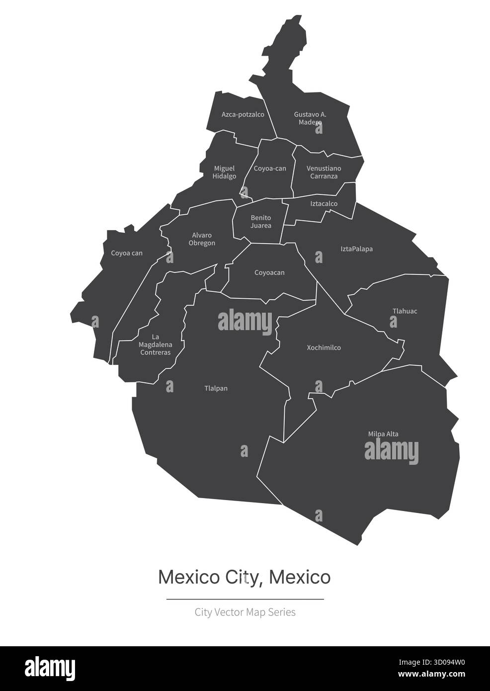 Stadtplan Mexiko. Vektorkarte der Stadt in mexiko. Stock Vektor