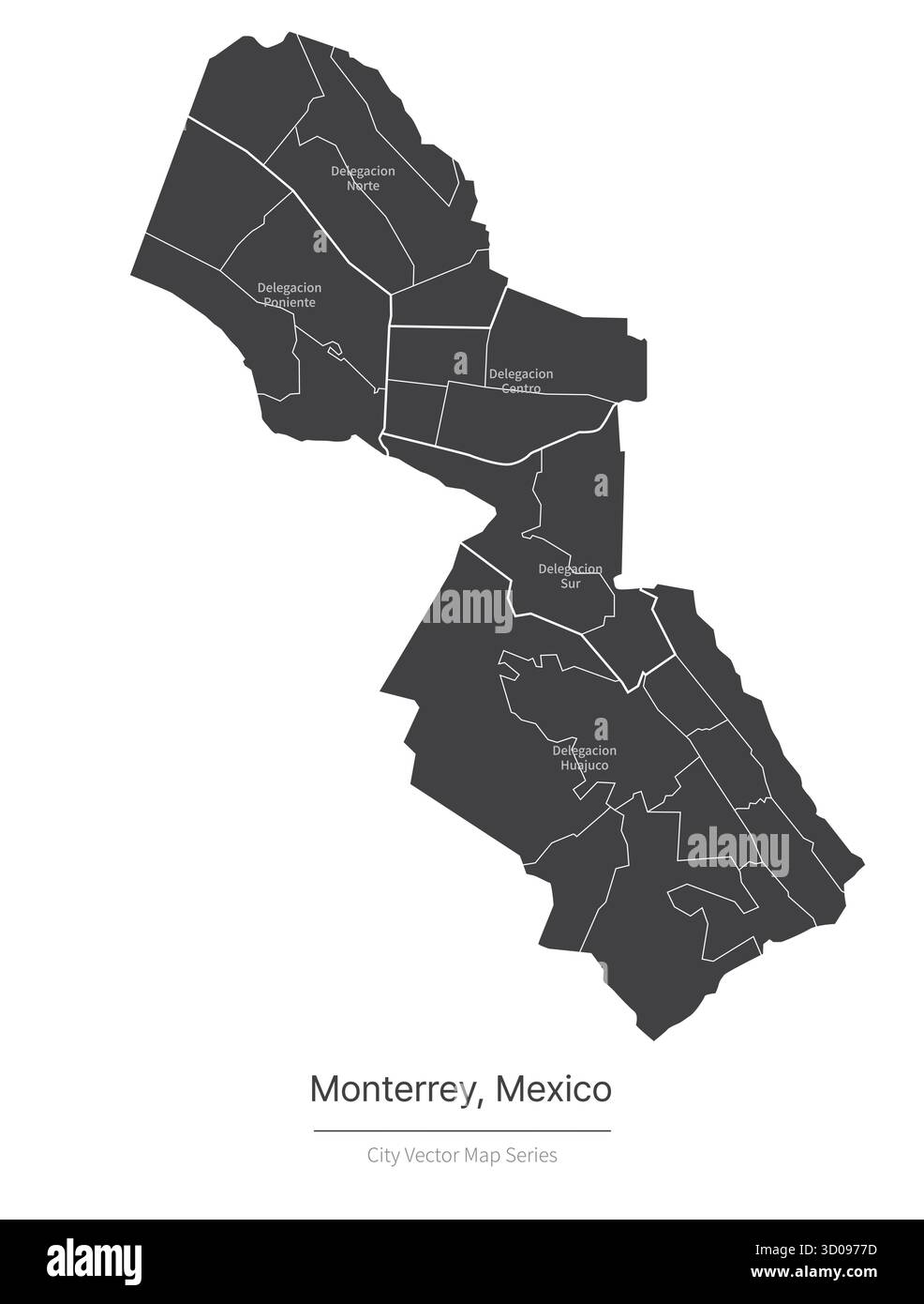 Karte von monterrey. Vektorkarte der Stadt in mexiko. Stock Vektor