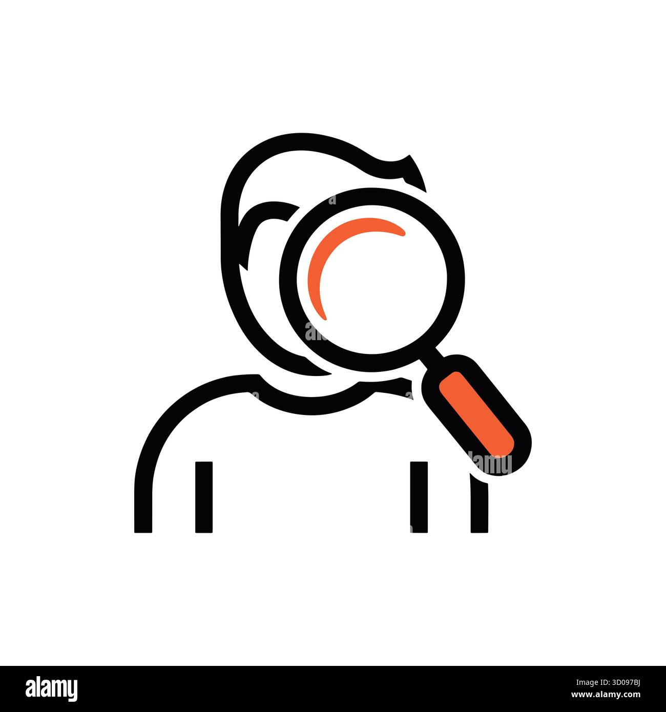 Person mit Lupensymbol Vektor-Illustration für Forschungszwecke Stock Vektor