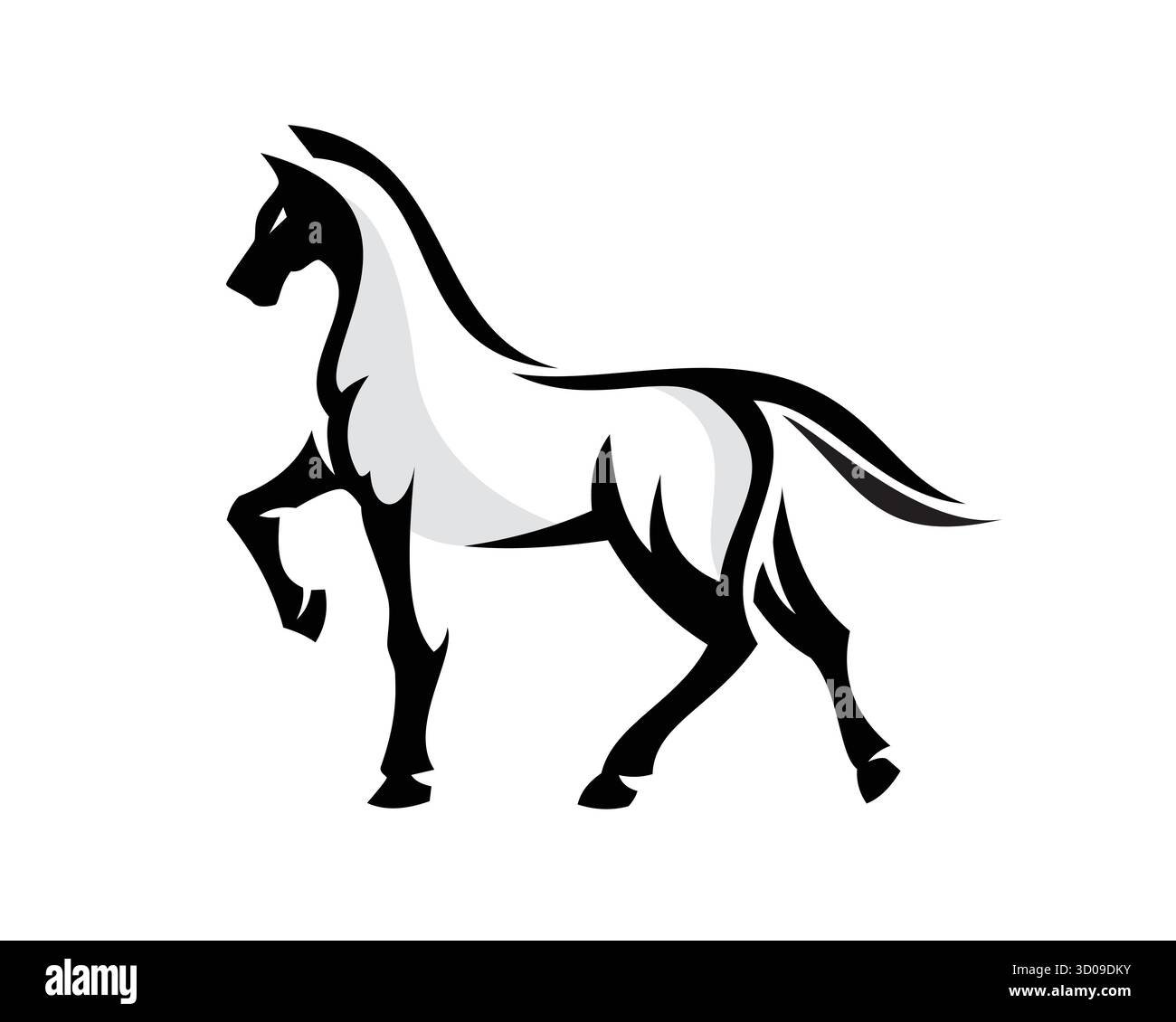 Stehendes Pferd mit charmanter und anmutiger Gesten-Silhouette Stock Vektor