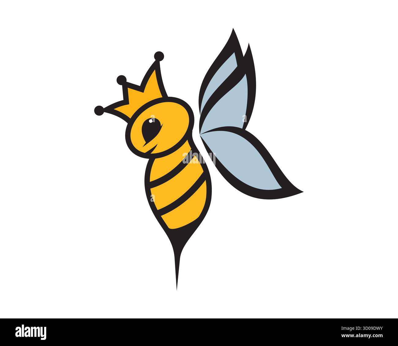 Einfache Fliegende Königin Biene Illustration Stock Vektor