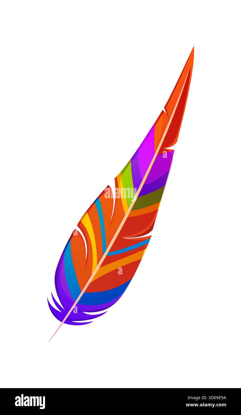 Barranquilla Kolumbien Karnevalsfeiertag lebhafte Feder. Karibik Volksfeier Zubehör, kolumbianischer traditioneller Karneval isolierter Cartoon Vektor Artikel. Lateinamerikanische Feiertage mit farbenfrohen Federn Stock Vektor