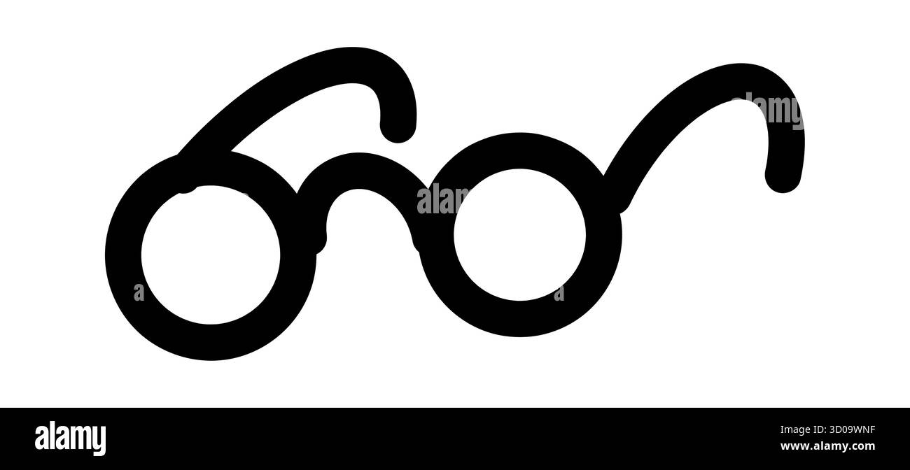 Handgezeichnete Doodle Brille Symbol einfache niedliche Skizze Symbol des Fokus, des Intellekts und der Beobachtung isoliert auf weißem Hintergrund für Zeitschriften und kreative d Stock Vektor