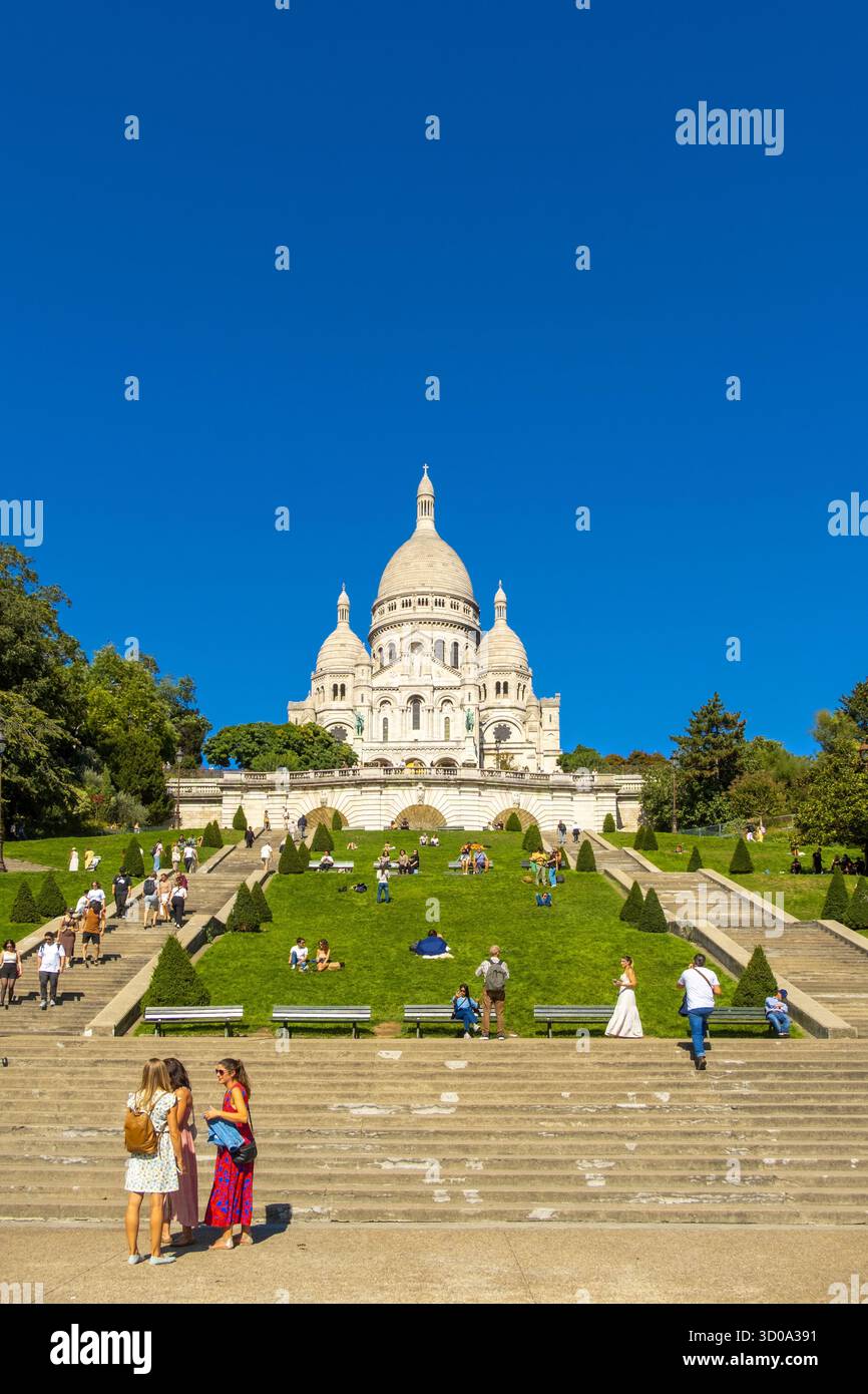 Frankreich, Paris, Montmartre, Platz Louise Michel und Basilika Sacré Coeur Stockfoto
