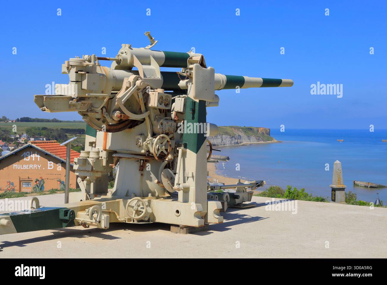 Frankreich, Calvados (14), Arromanches-les-Bains, Garten der Erinnerung (D-Day Garden), gewidmet britischen Soldaten, die an den Landungen in der Normandie teilgenommen haben Stockfoto