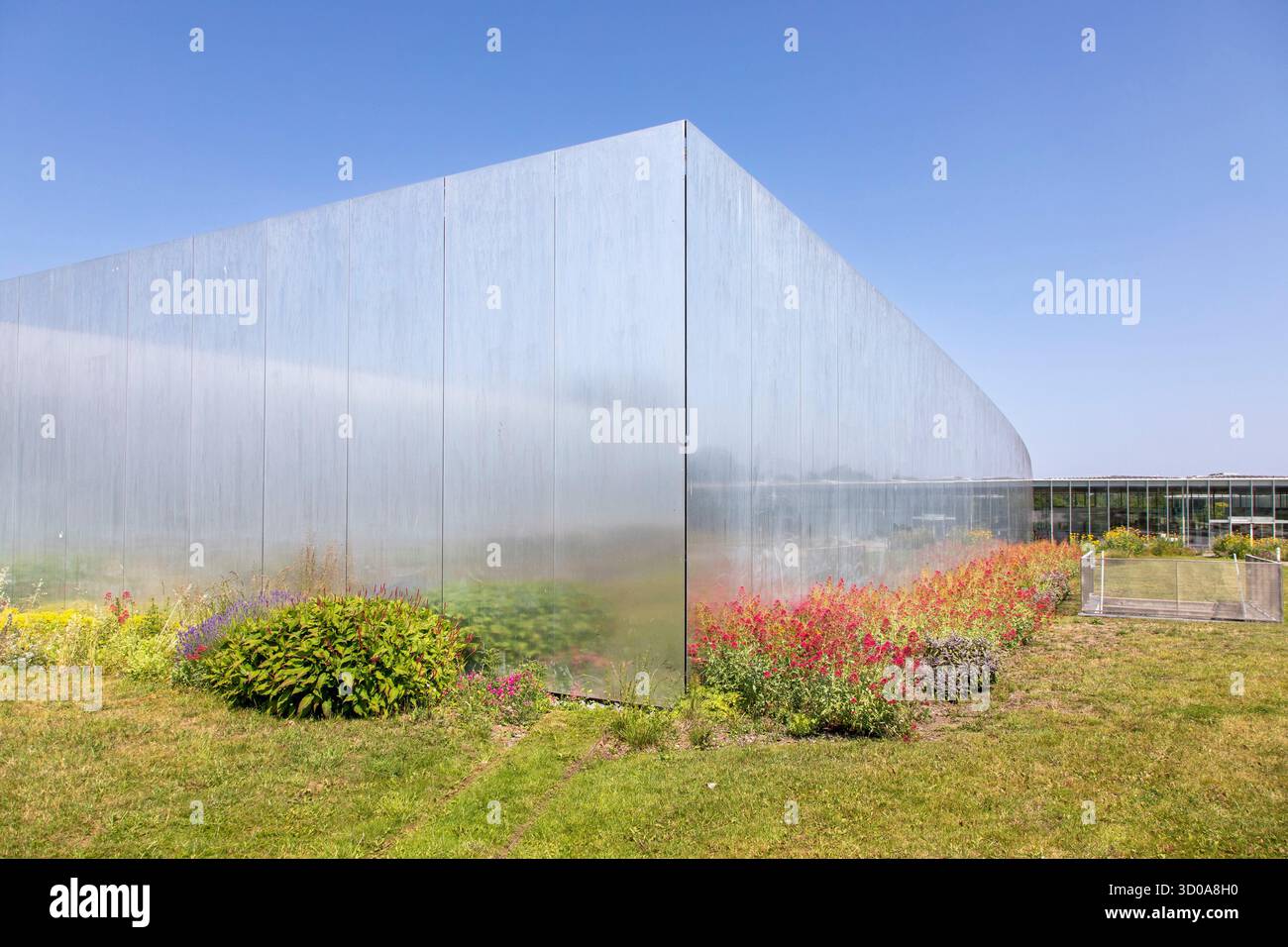 Frankreich, Pas de Calais, Lens, Lens Louvre Museum entworfen von SANAA, dem japanischen Architekturbüro und den Architekten Celia Imrey und Tim Culbert, Louvre-Lens Park entworfen von der Landschaftsarchitektin Catherine Mosbach in enger Zusammenarbeit mit der SANAA Agentur Stockfoto