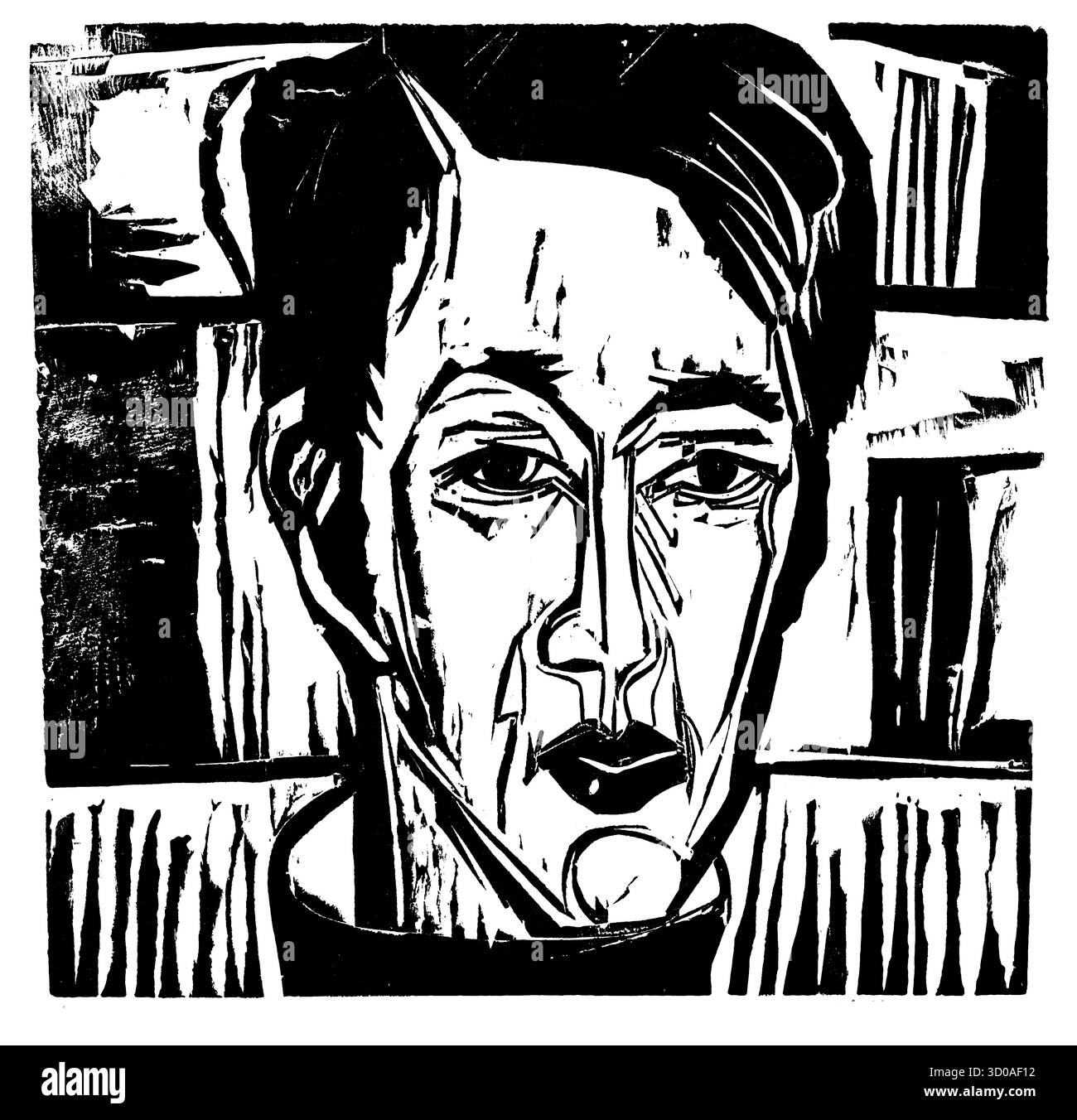 Wehrlin, Facing Front von Ernst Ludwig Kirchner - German Expressionist Portrait, Modernist Figure Study, High-Resolution Public Doma des frühen 20. Jahrhunderts Stockfoto