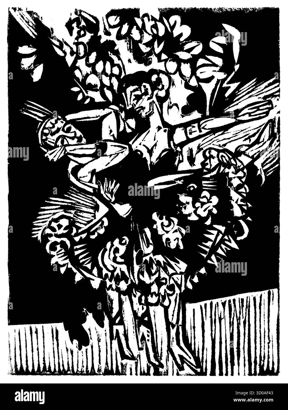 Zwei tanzende Mädchen von Ernst Ludwig Kirchner - German Expressionist Painting, Modernist Figurenstudie, High-Resolution Public Domain Anfang des 20. Jahrhunderts Stockfoto