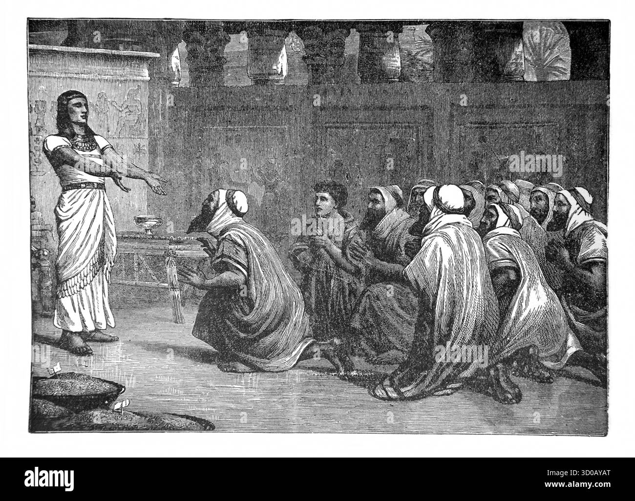 Illustration von Joseph, der sich seinen Brüdern aus der 1890er Ausgabe der schönen Geschichte Golden Gems of Religious Thought von J.W.Buel offenbart Stockfoto