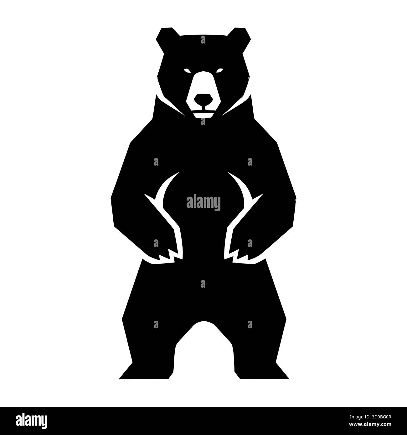 Silhouette eines stehenden Bären in minimalistischem Schwarz-weiß-Design. Stock Vektor