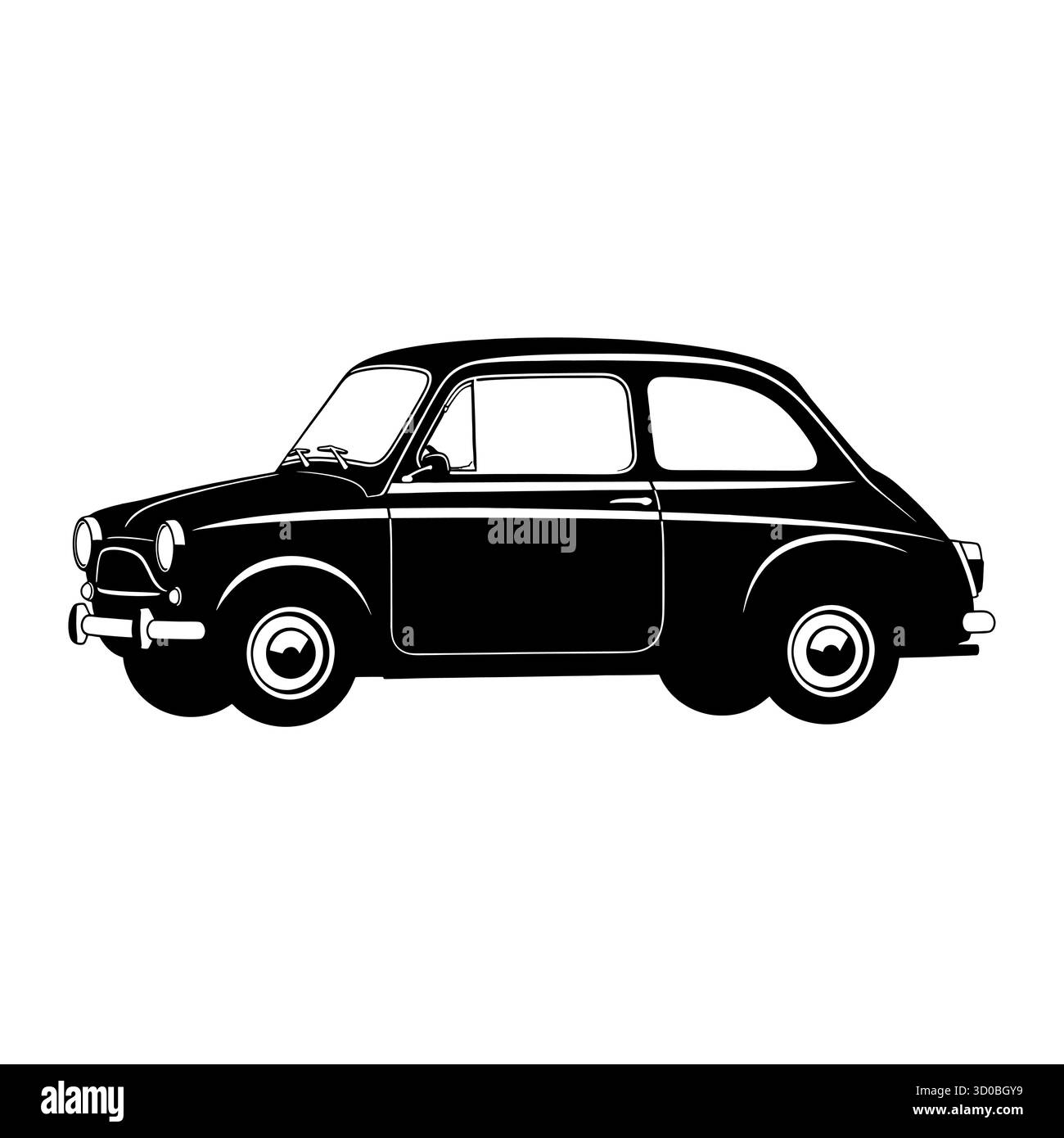 Silhouette eines Oldtimers auf weißem Hintergrund. Stock Vektor