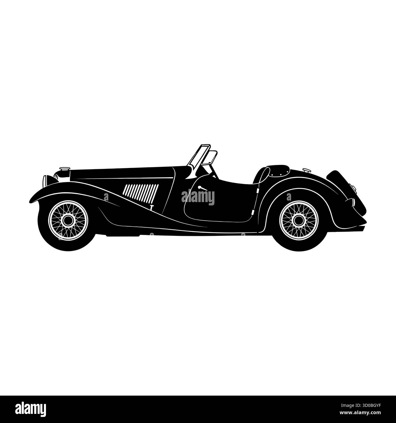 Oldtimer-Silhouette mit Cabrio-Roadster-Design. Stock Vektor