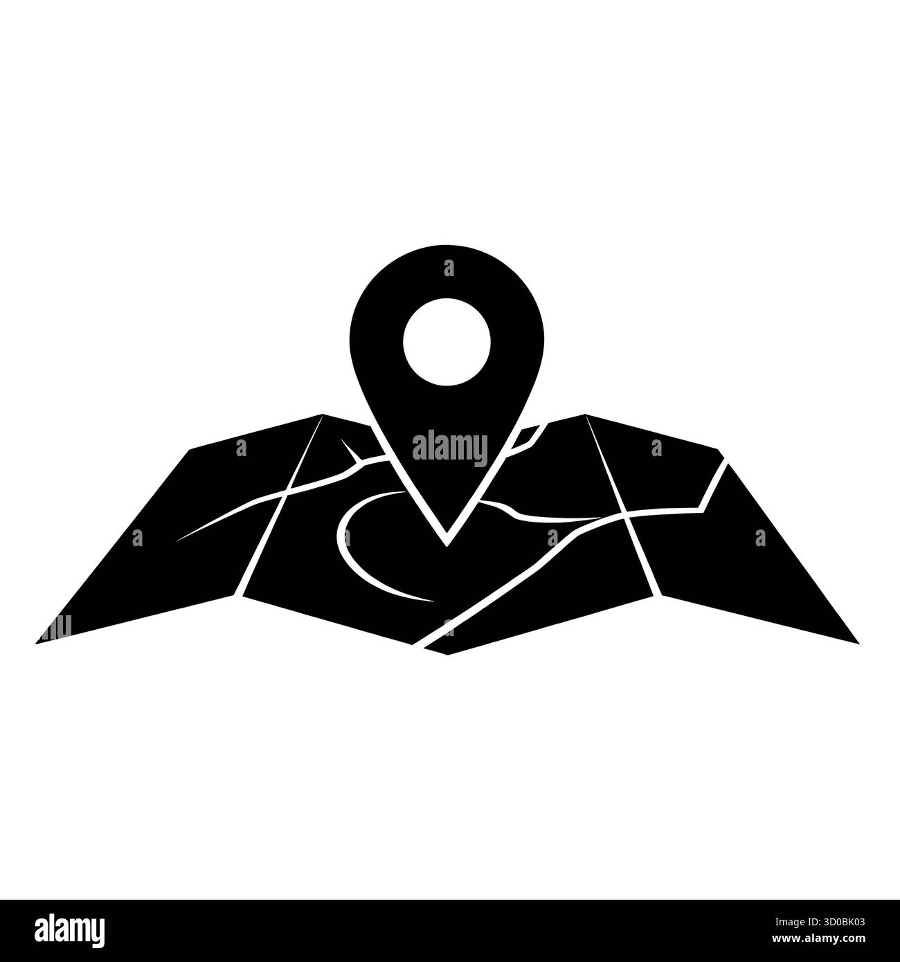 Schwarz-weiß-Karte mit PIN-Symbol für Navigation und gps. Stock Vektor