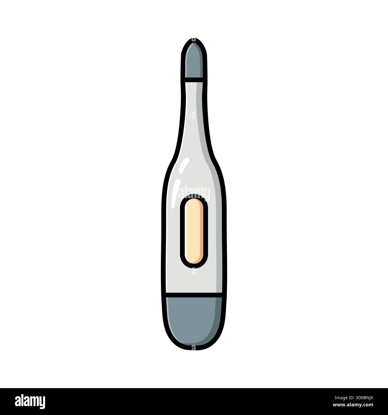 Handgezeichnete Doodle-Illustration eines Digitalthermometers in flacher Vektorform. Perfekt für das Gesundheitswesen, Krankenhaus, Wellness, und Bildungsdesign Proje Stock Vektor